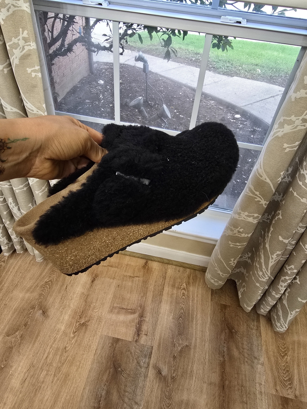 Papillio Black Fuzzy Cork Platform Clog